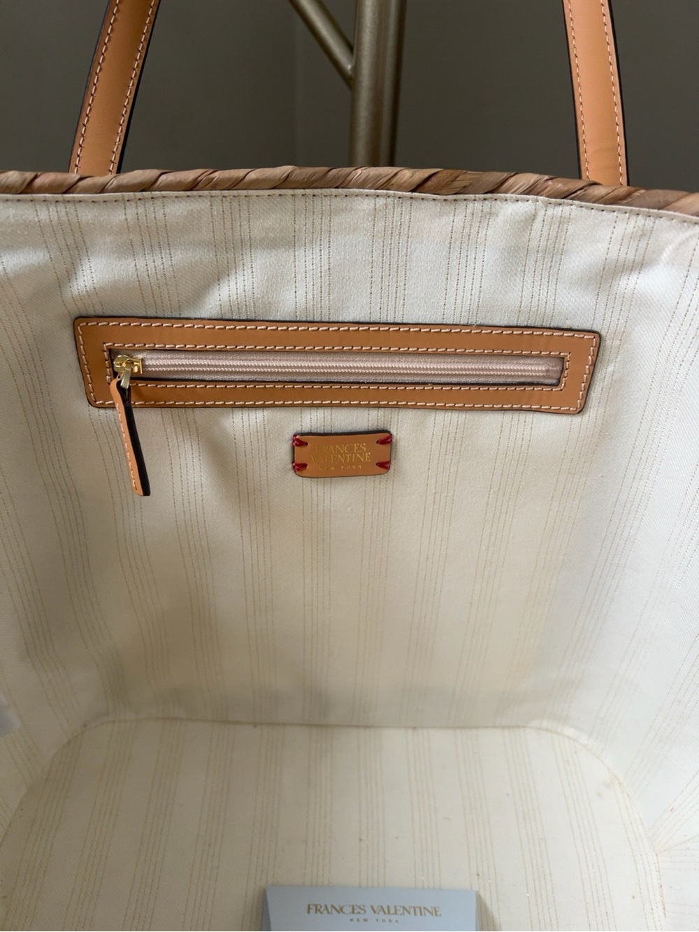 Frances Valentine Floral Straw Tote Beach Bag Leather Trim Pink Raffia - Picture 12 of 16